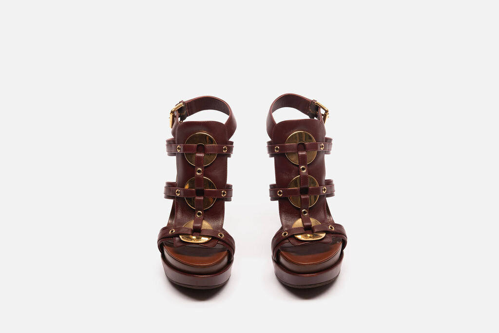 Louis Vuitton Burgundy Leather Platform Sandal