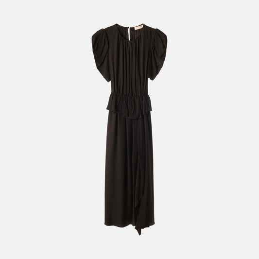 Ulla Johnson Black Viscose Tiered Belted Dress