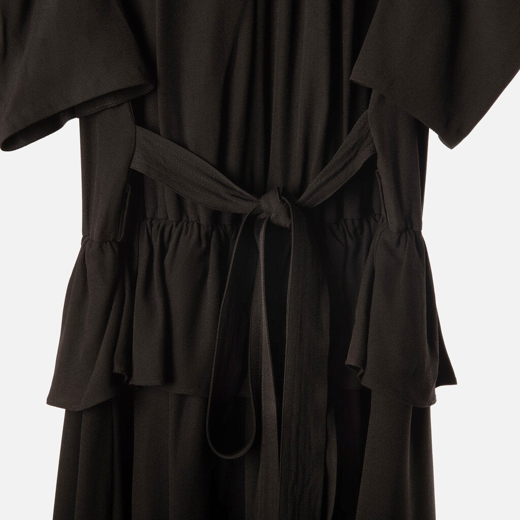Ulla Johnson Black Viscose Tiered Belted Dress