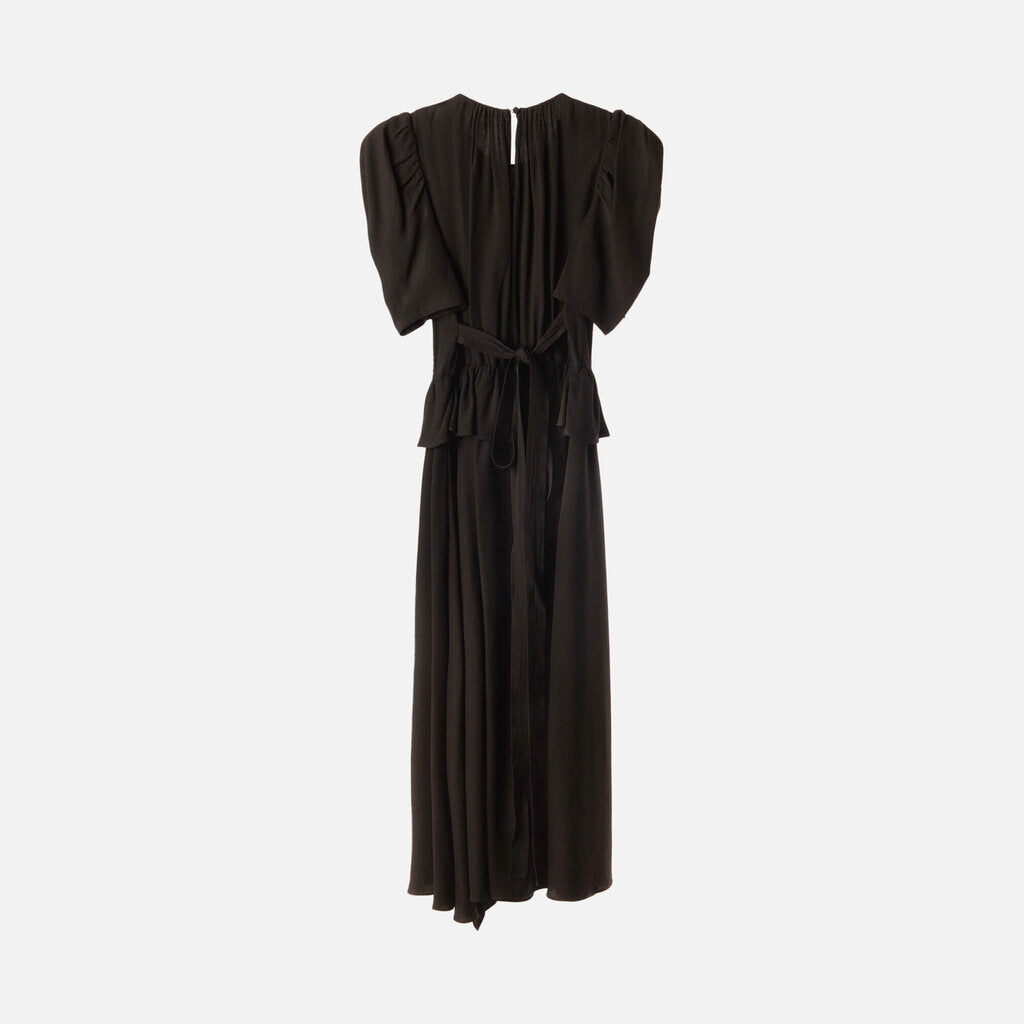 Ulla Johnson Black Viscose Tiered Belted Dress