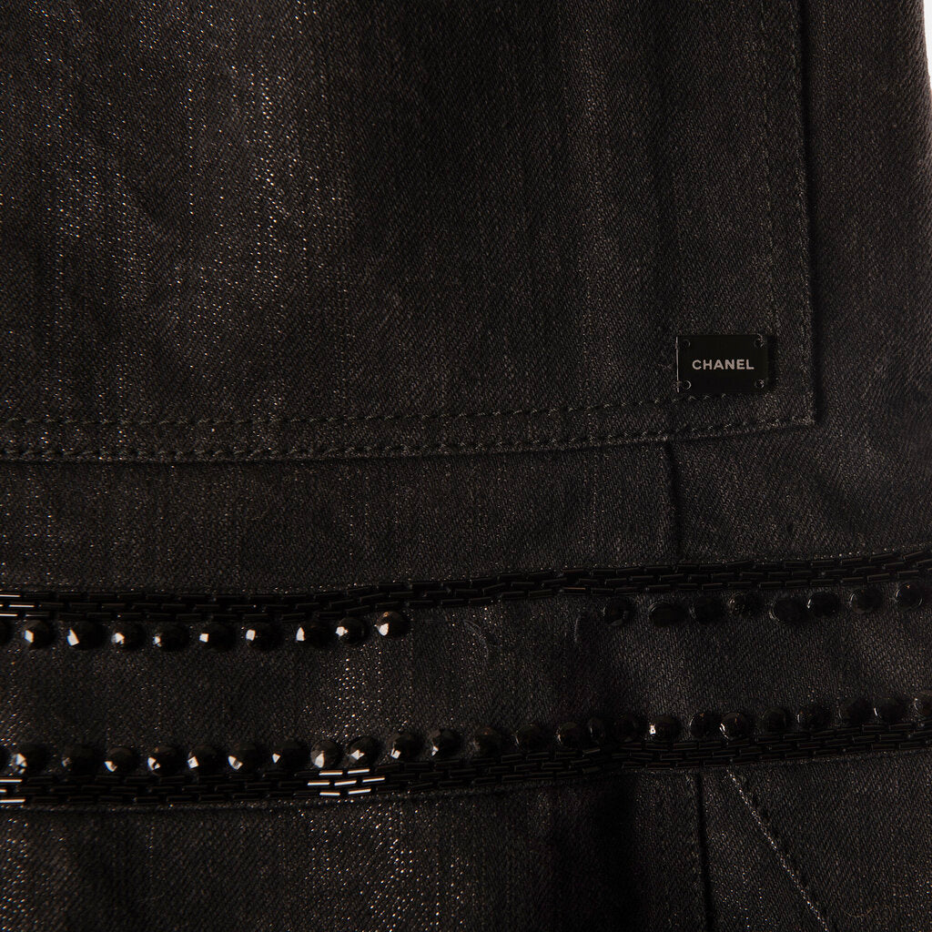 Chanel Cotton Denim Beaded Jean Mini Dress