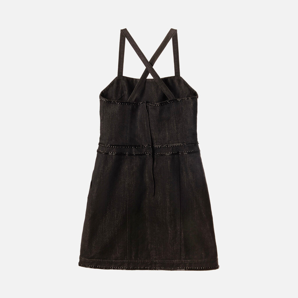 Chanel Cotton Denim Beaded Jean Mini Dress