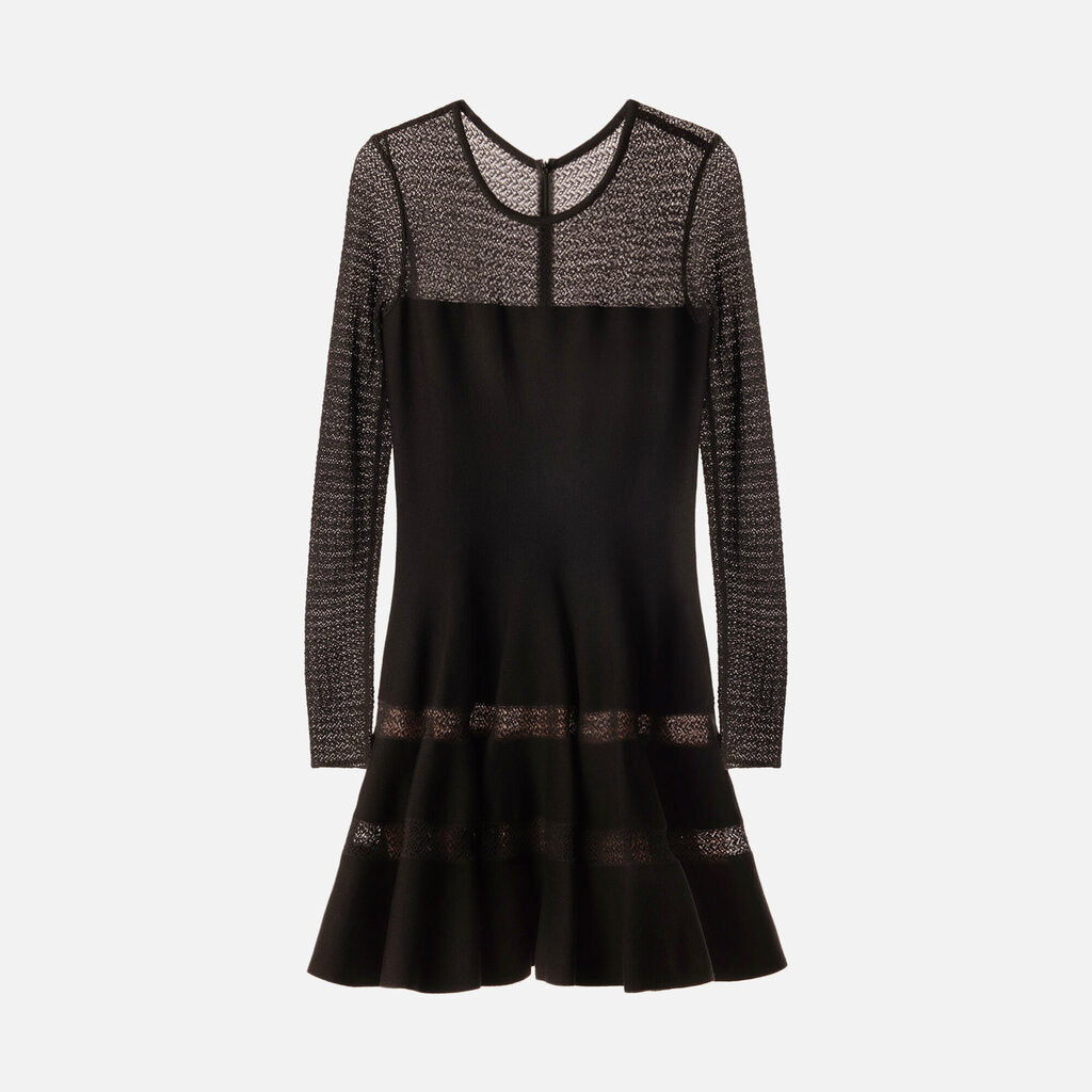 Alaia Black Wool/Cotton Blend Midi Dress
