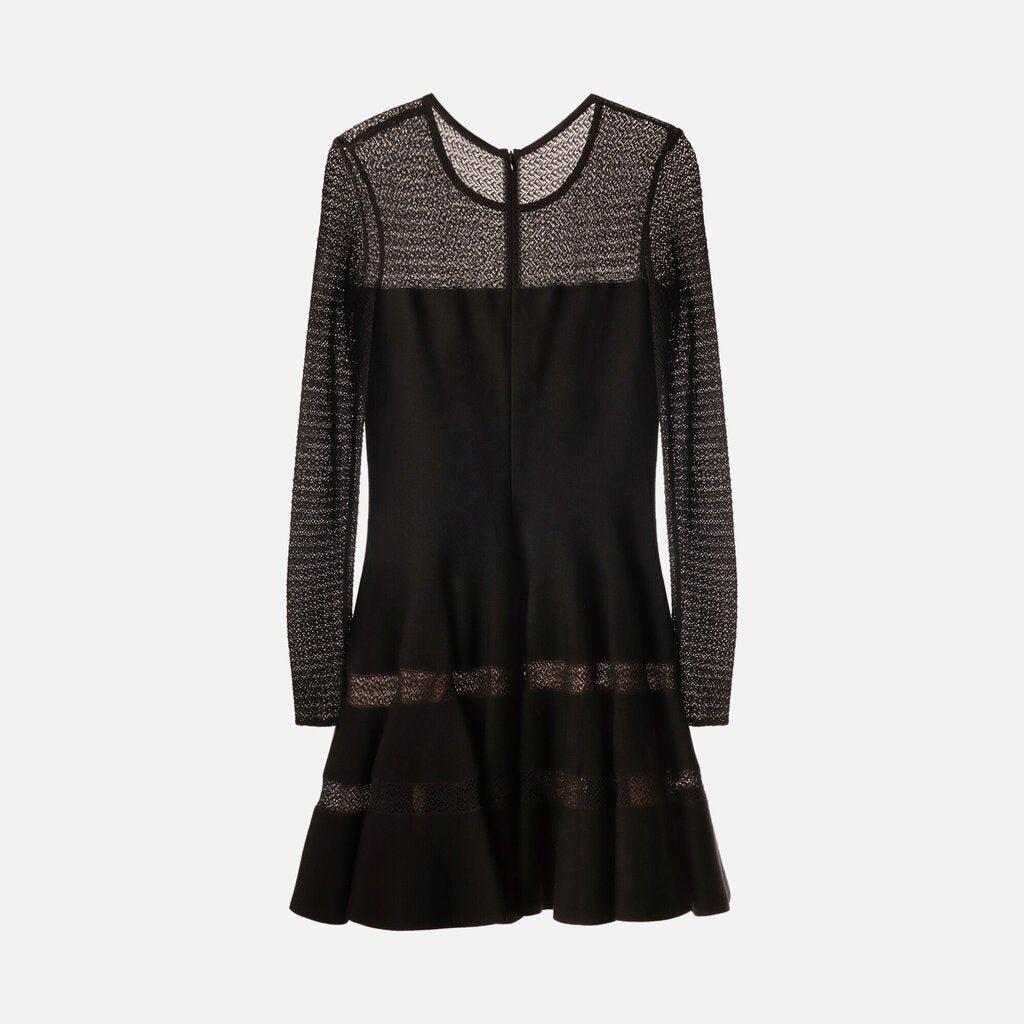 Alaia Black Wool/Cotton Blend Midi Dress