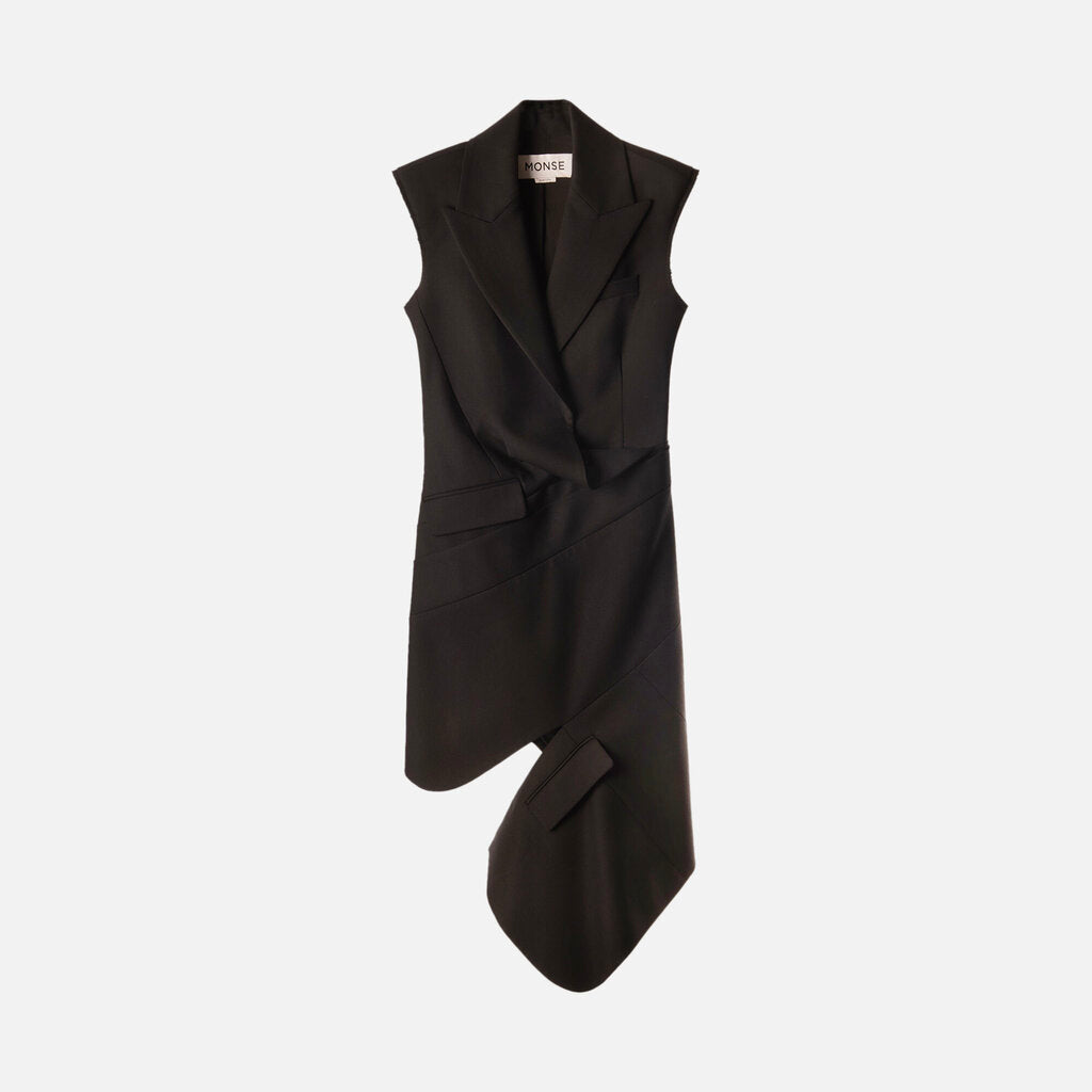 Monse Black Sleeveless Deconstructed Blazer Dress