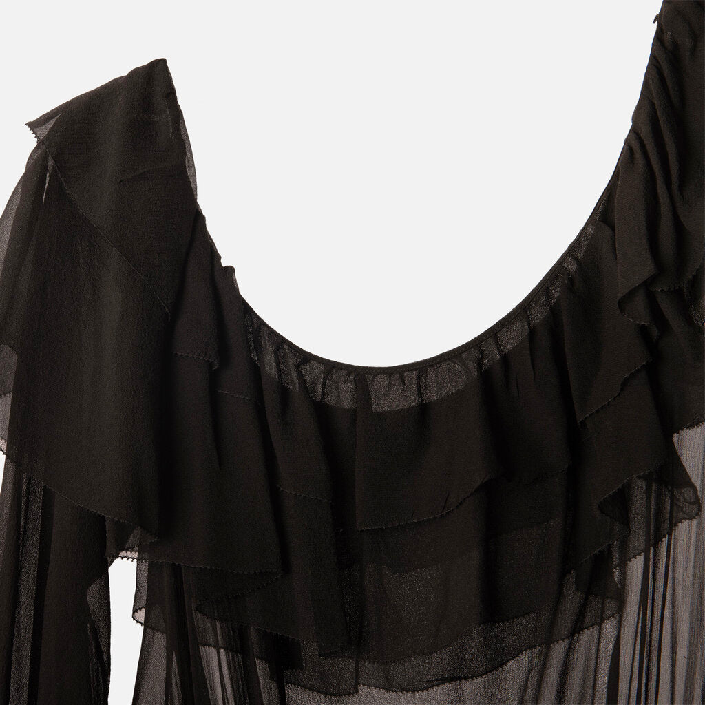 Saint Laurent Black Silk Sheer Mini Dress