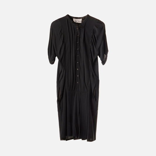 Saint Laurent Black Silk Crepe Babydoll Dress
