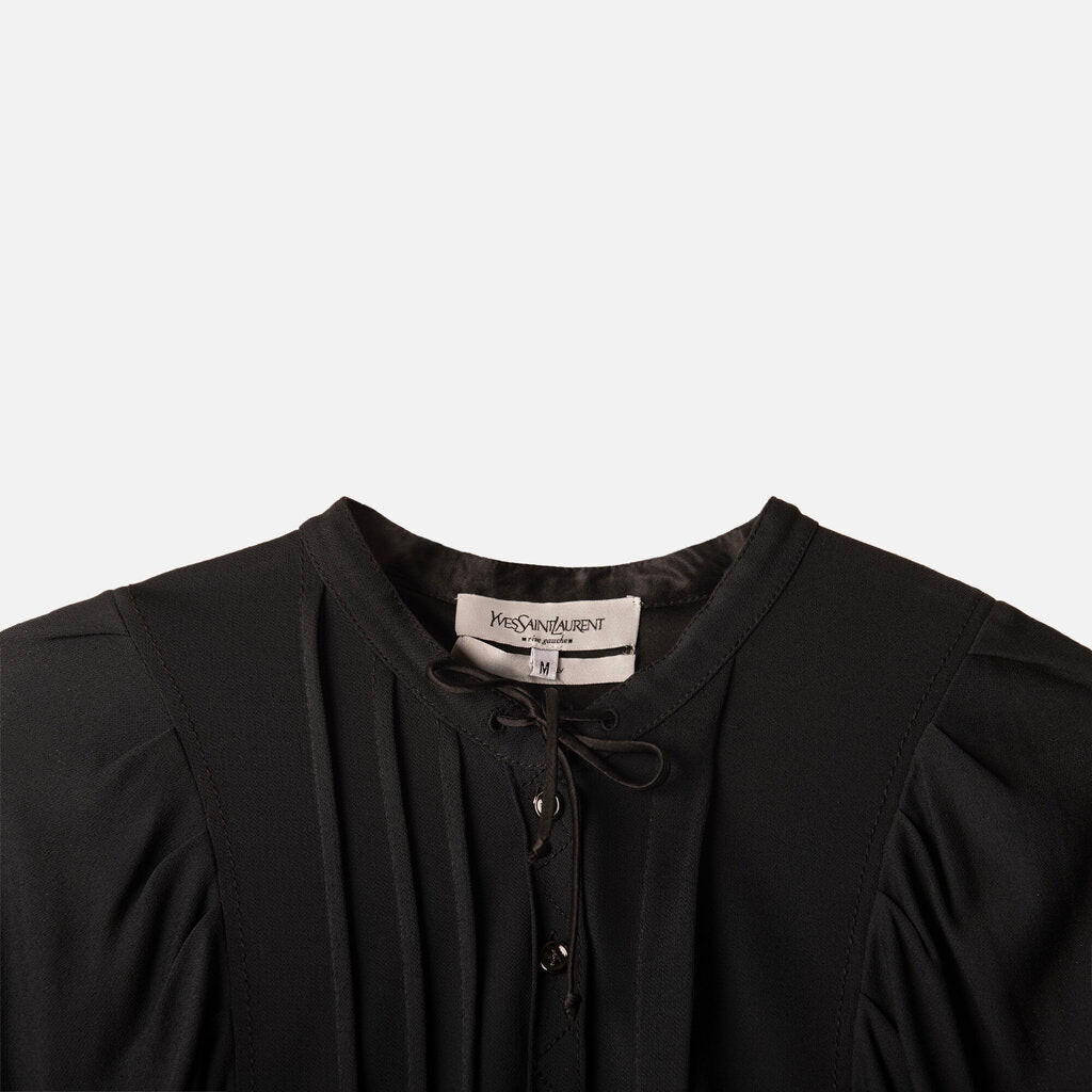 Saint Laurent Black Silk Crepe Babydoll Dress