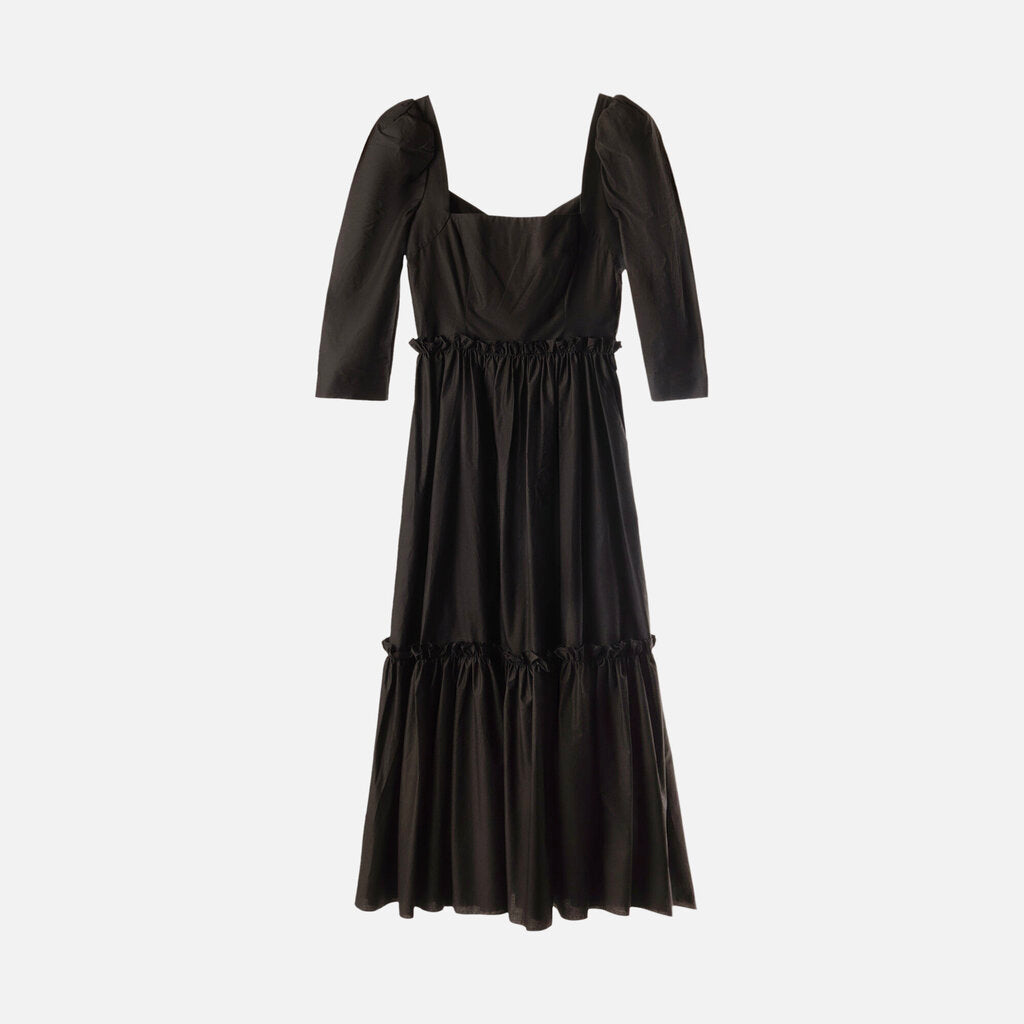 Cara Cara Black Cotton Midi Dress