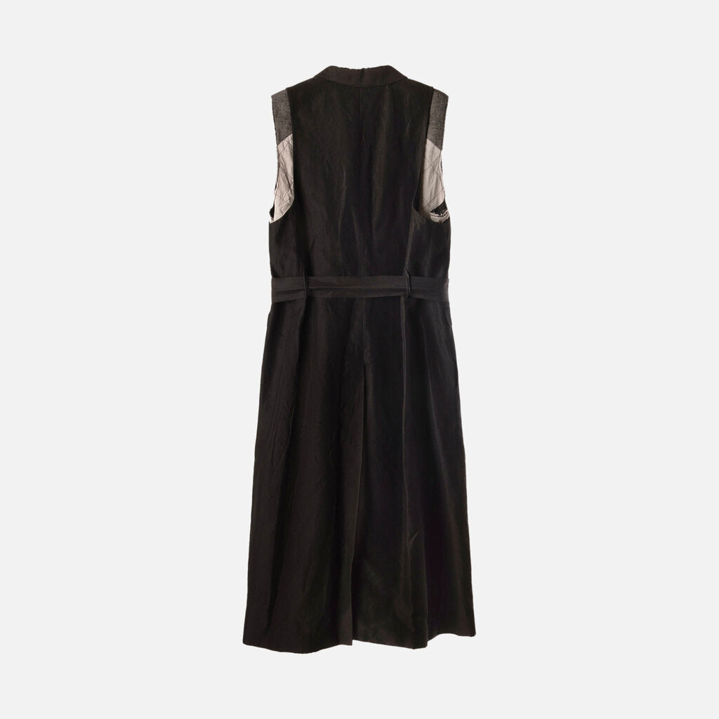 Dries Van Noten Black Cotton/Viscose Long Belted Vest