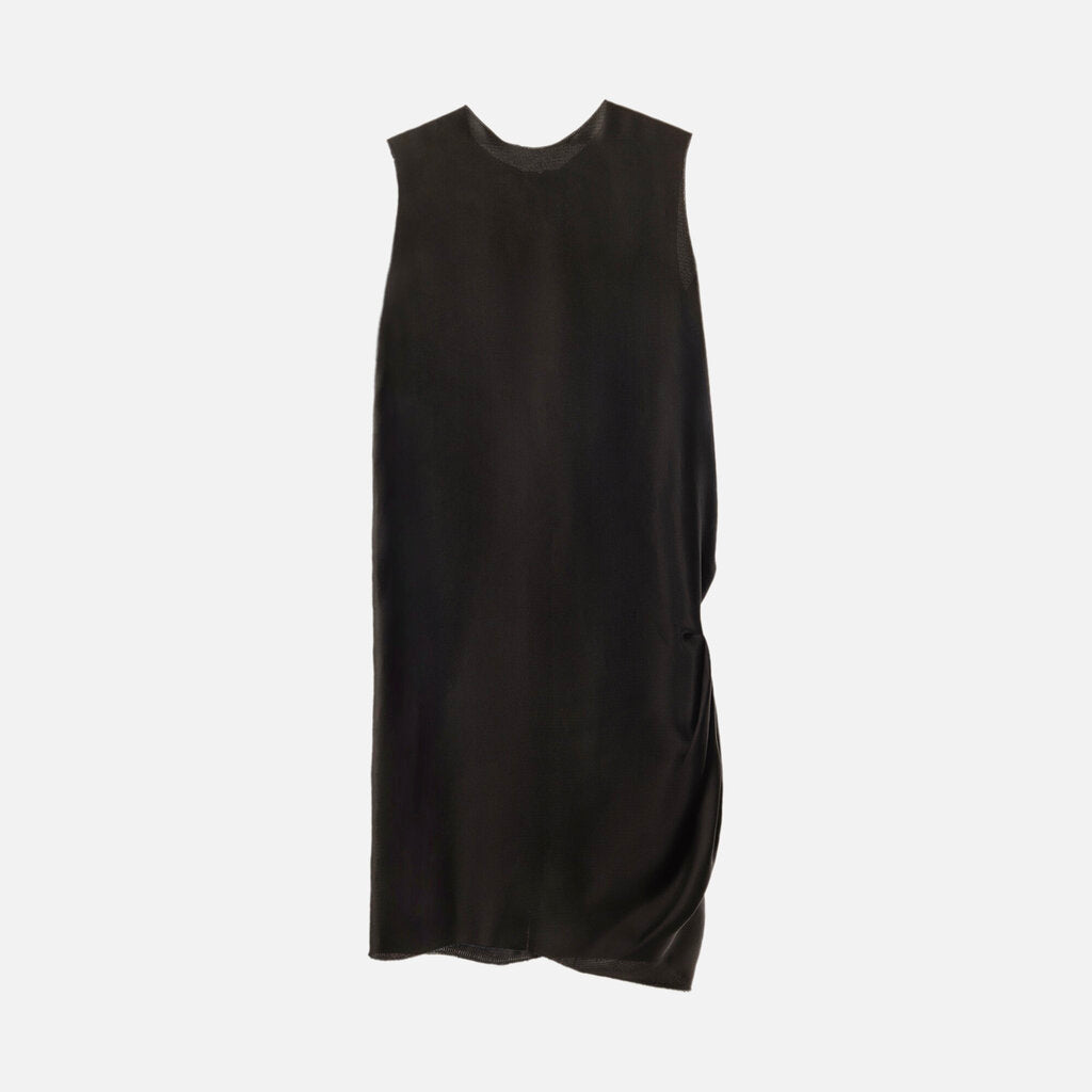 Lanvin Black Silk Gathered Waist Dress