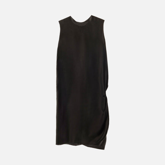 Lanvin Black Silk Gathered Waist Dress
