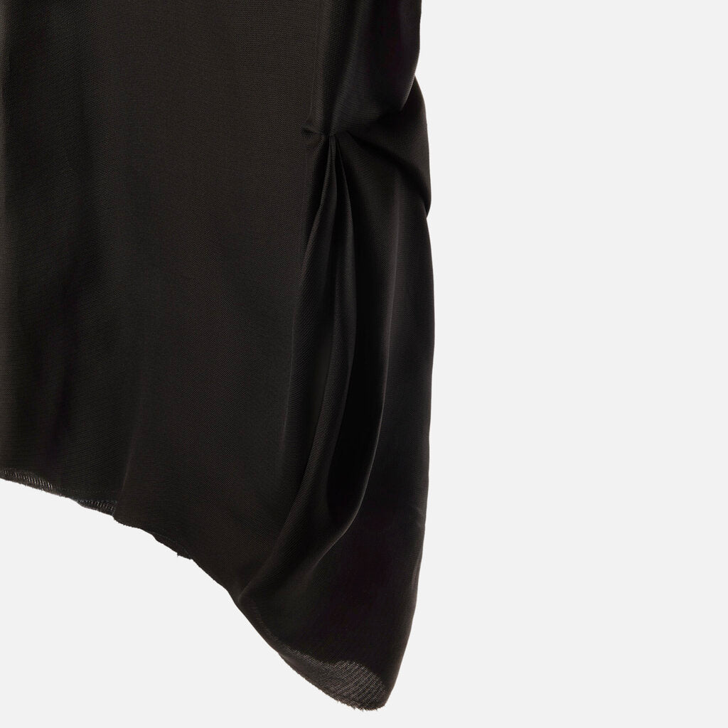 Lanvin Black Silk Gathered Waist Dress
