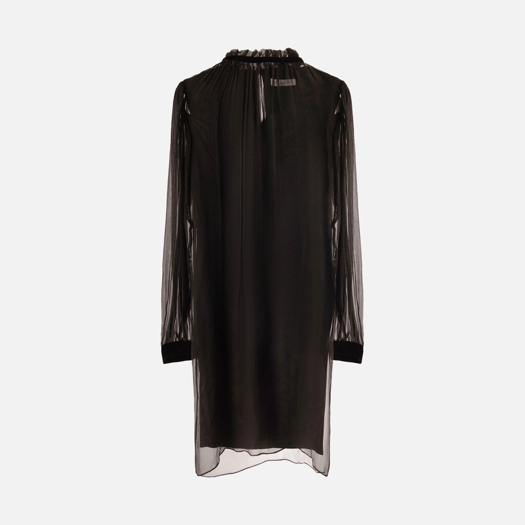 Nina Ricci Black Silk Longsleeve Dress