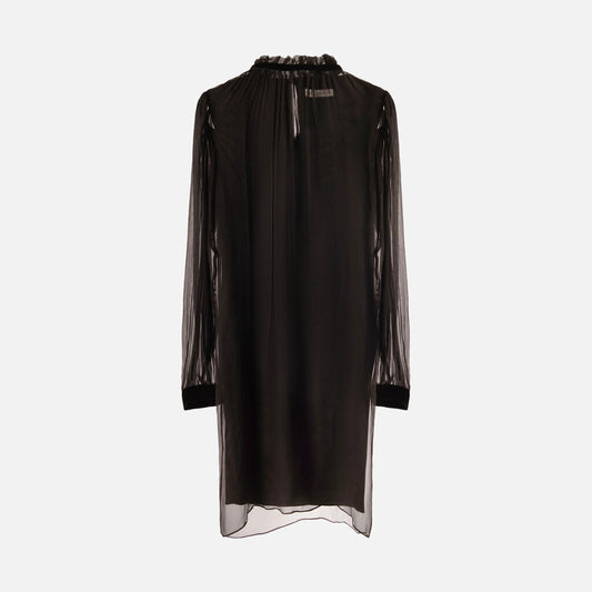 Nina Ricci Black Silk Longsleeve Dress