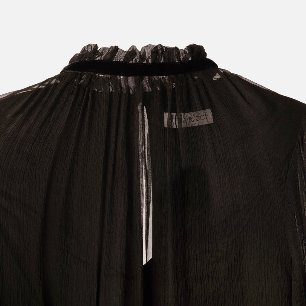 Nina Ricci Black Silk Longsleeve Dress