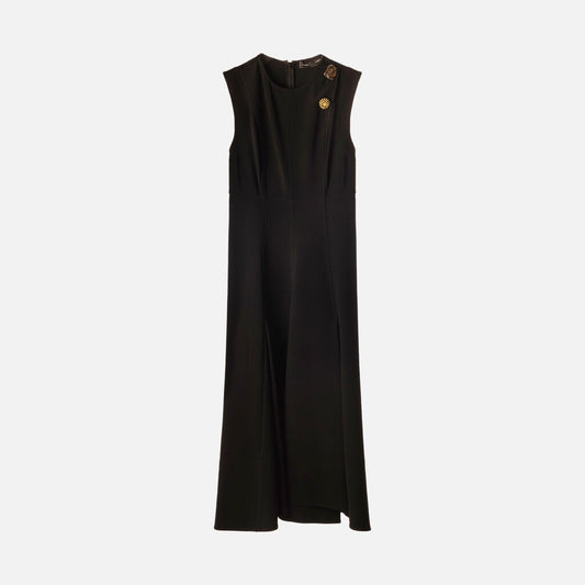 Proenza Schouler Black Poly Crepe A-Line Dress