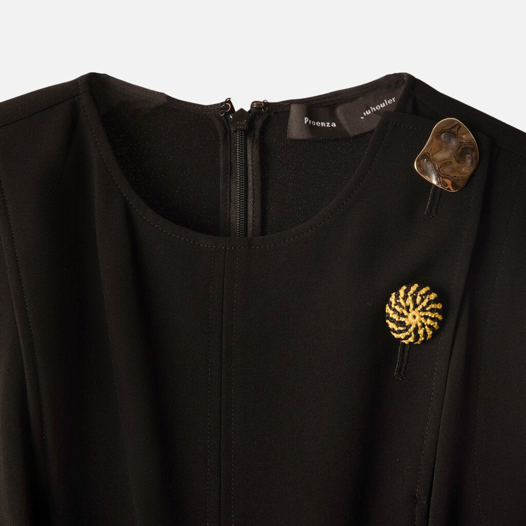 Proenza Schouler Black Poly Crepe A-Line Dress
