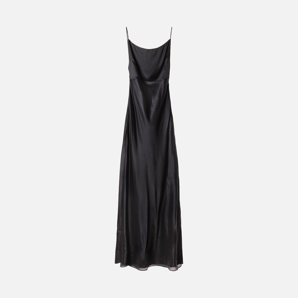 Yael Navy Silk Open Back Dress