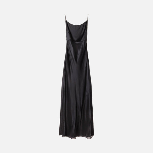 Yael Navy Silk Open Back Dress