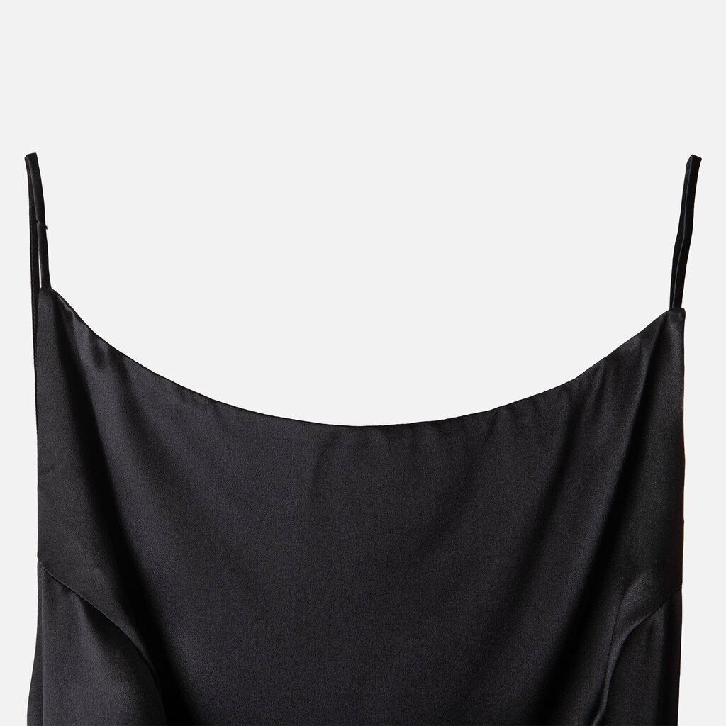Yael Navy Silk Open Back Dress
