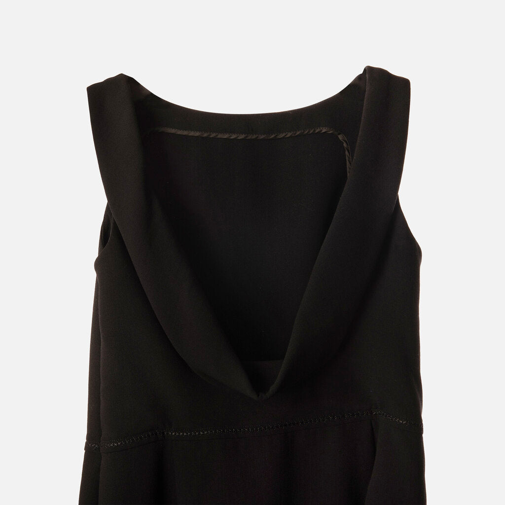 Oscar de la Renta Black Wool Draped Backless Dress
