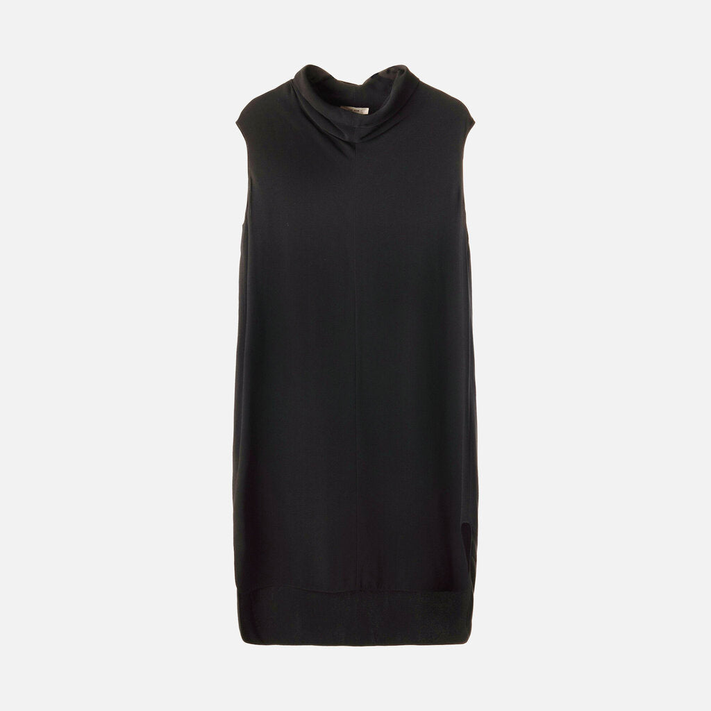 The Row Black Viscose Sleeveless Midi Dress