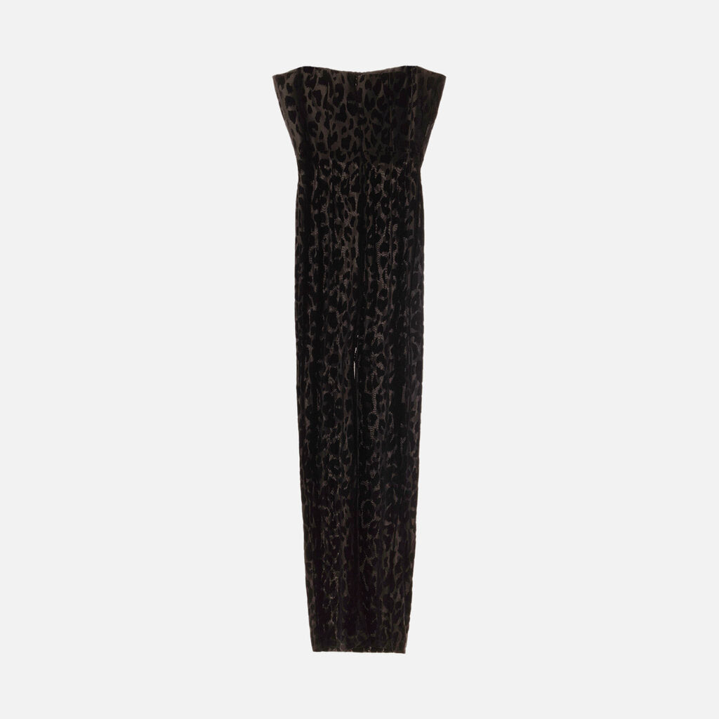 Alex Perry Black Animal Print Dress with Gloves