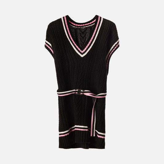 Chanel Black & Pink Cashmere Blend Mini Dress