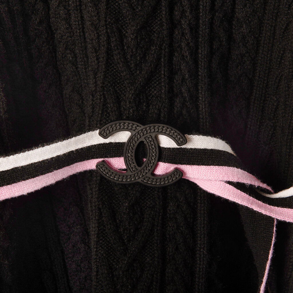 Chanel Black & Pink Cashmere Blend Mini Dress