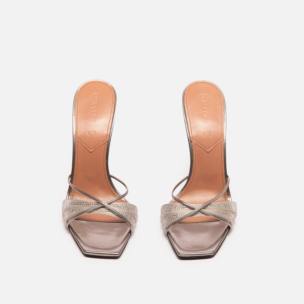 D'Accori Silver Rhinestone Embellished Heels