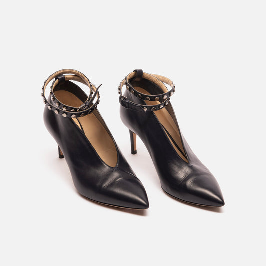 Jimmy Choo Navy Leather Ankle Strap Pump