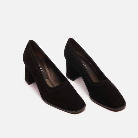 Stuart Weitzman Black Suede Black Heel