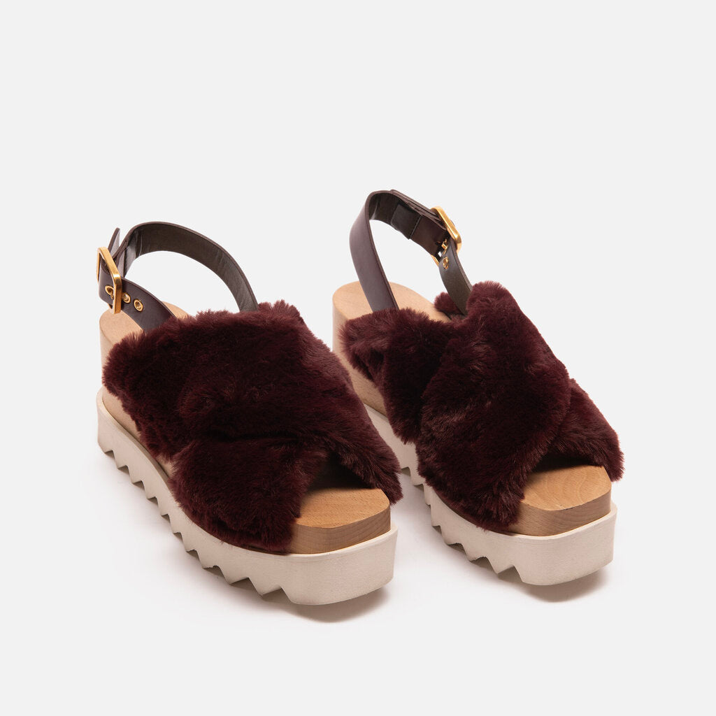 Stella McCartney Brown Faux Fur Platform Sandal