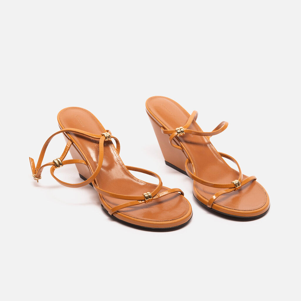 Proenza Schouler Brown Leather Wedge Sandals