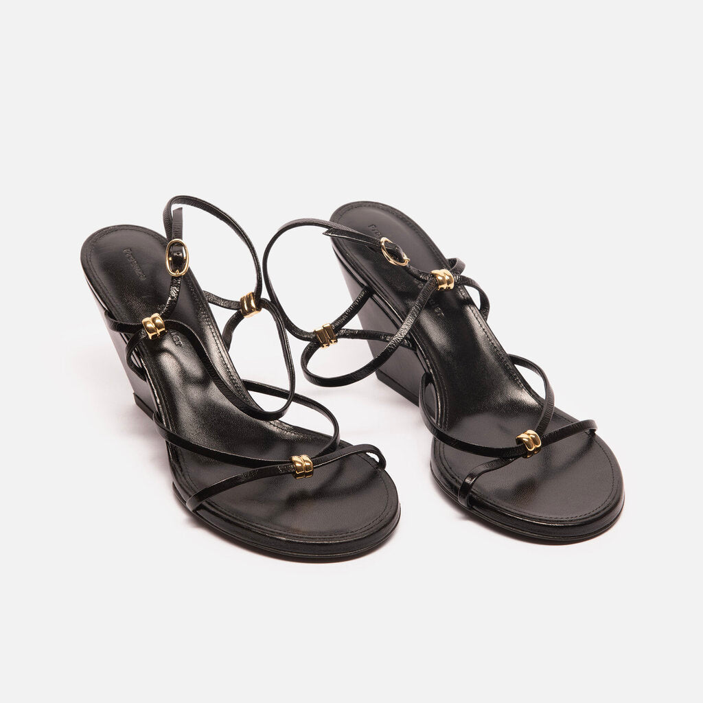 Proenza Schouler Black Leather Wedge Sandals