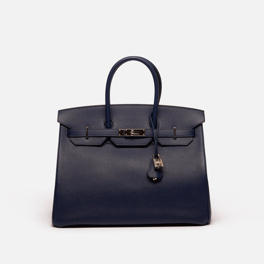 Hermes Navy Epsom 35 Birkin PHW (2013)
