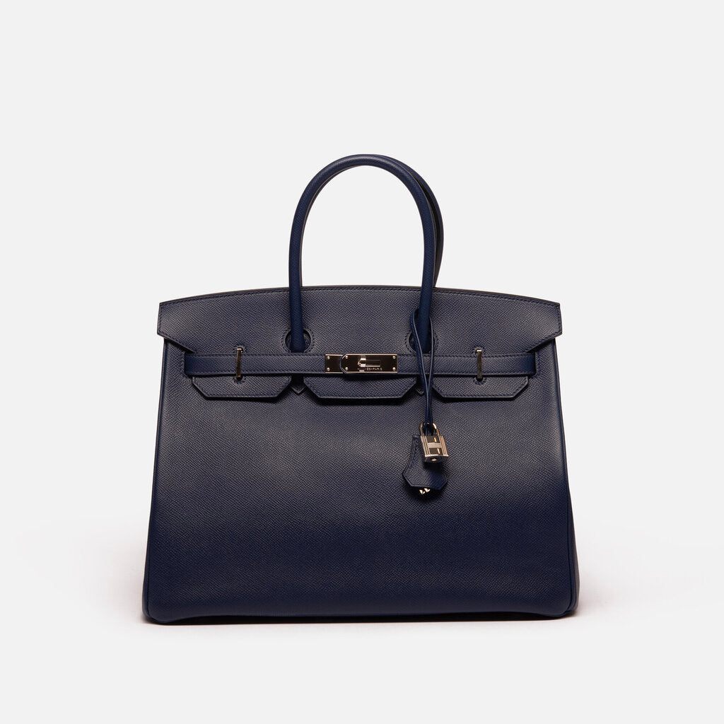 Hermes Navy Epsom 35 Birkin PHW (2013)