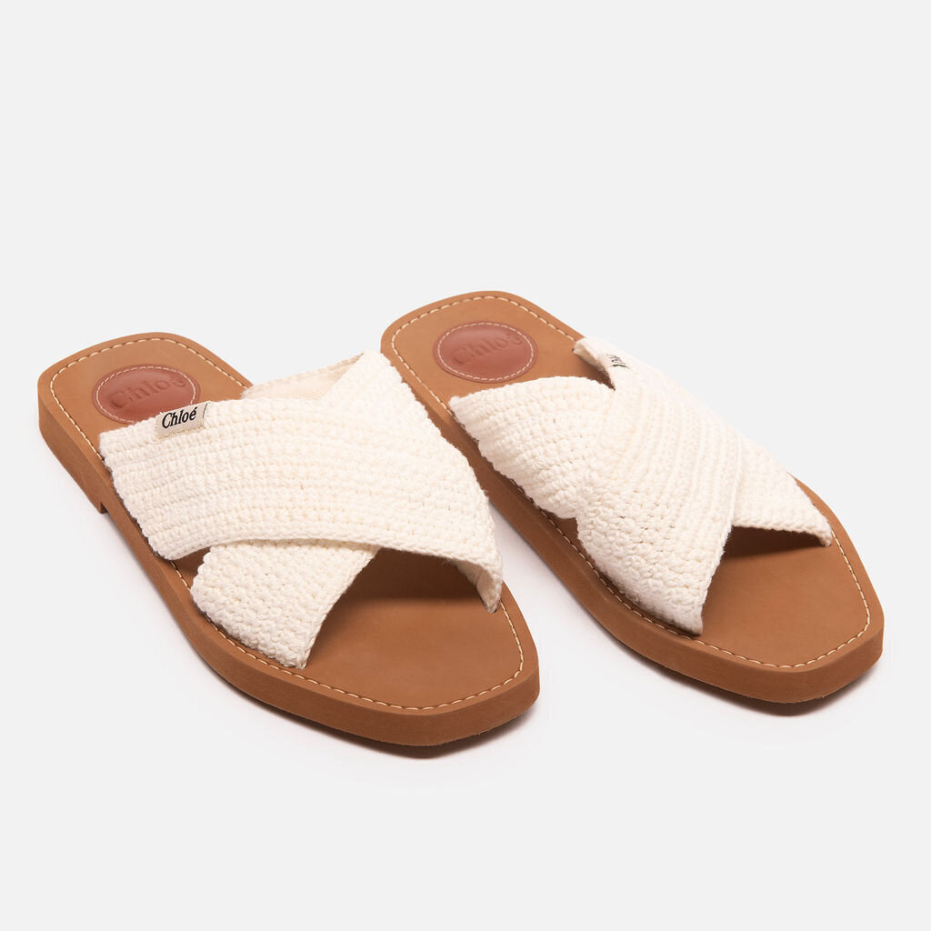 Chloe White Knit Sandals