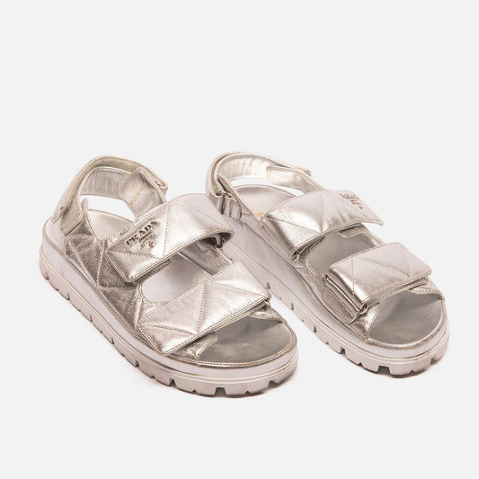 Prada Silver Leather Sandal