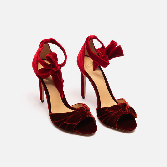 Alexandre Birman Red Velvet Bow Heel