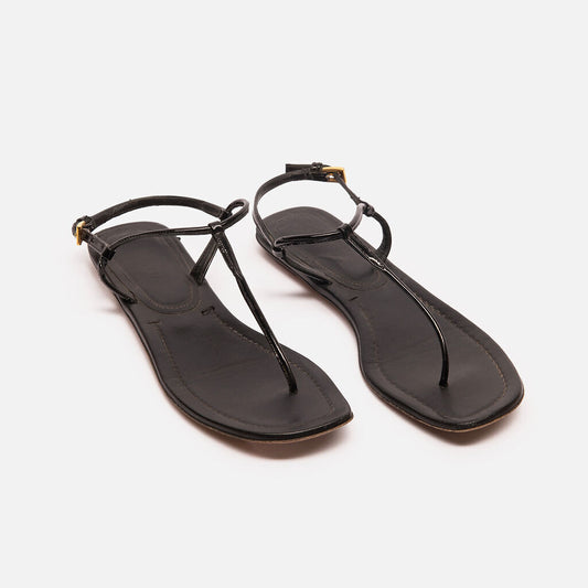 Prada Black Patent Sandal