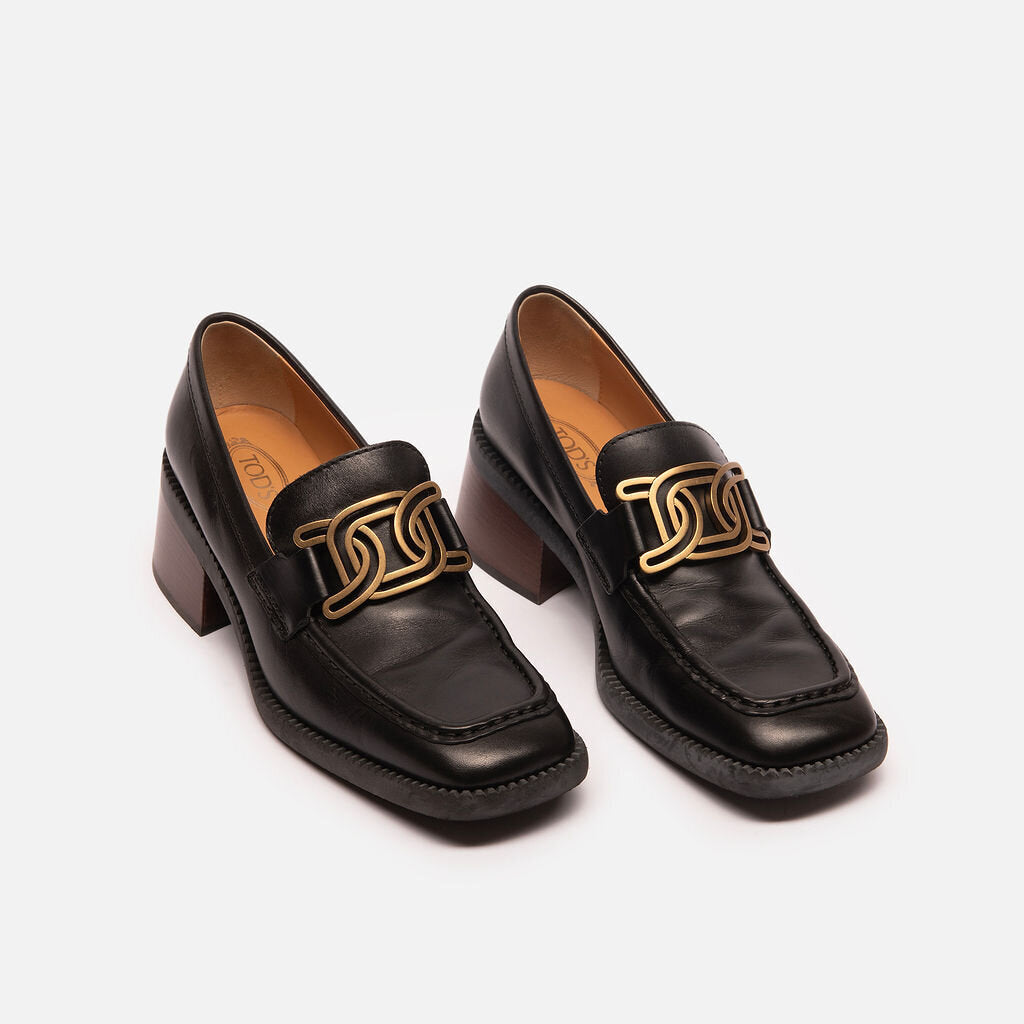 Tod's Black Leather Loafers