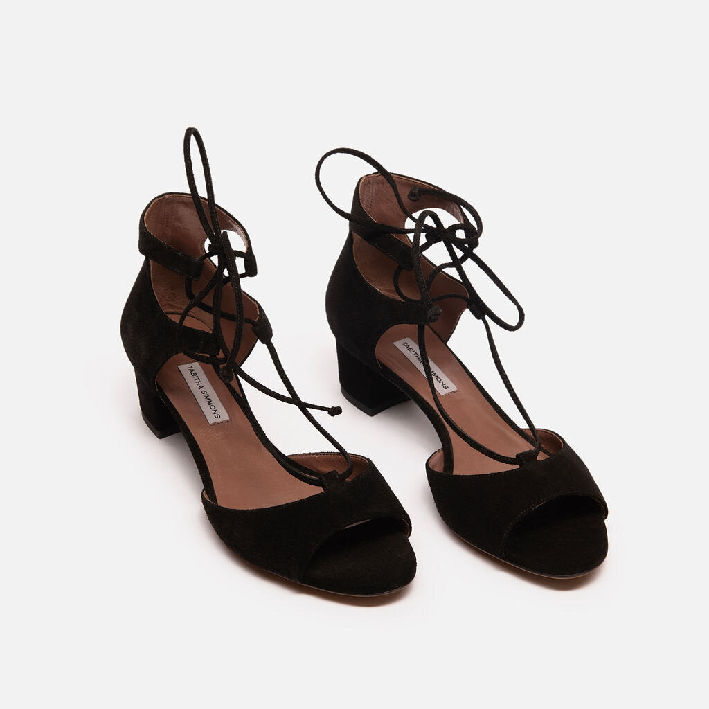 Tabitha Simmons Black Suede Strap Pump