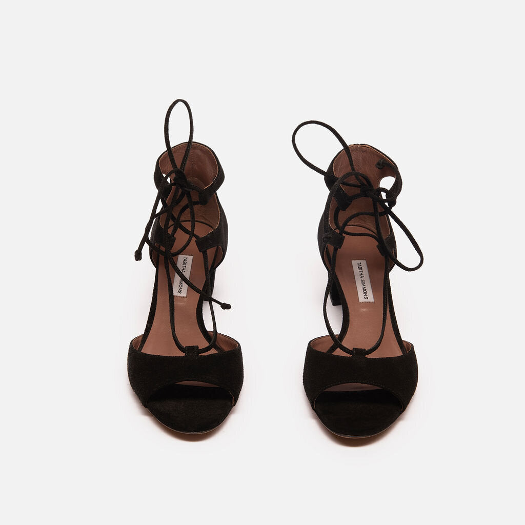 Tabitha Simmons Black Suede Strap Pump