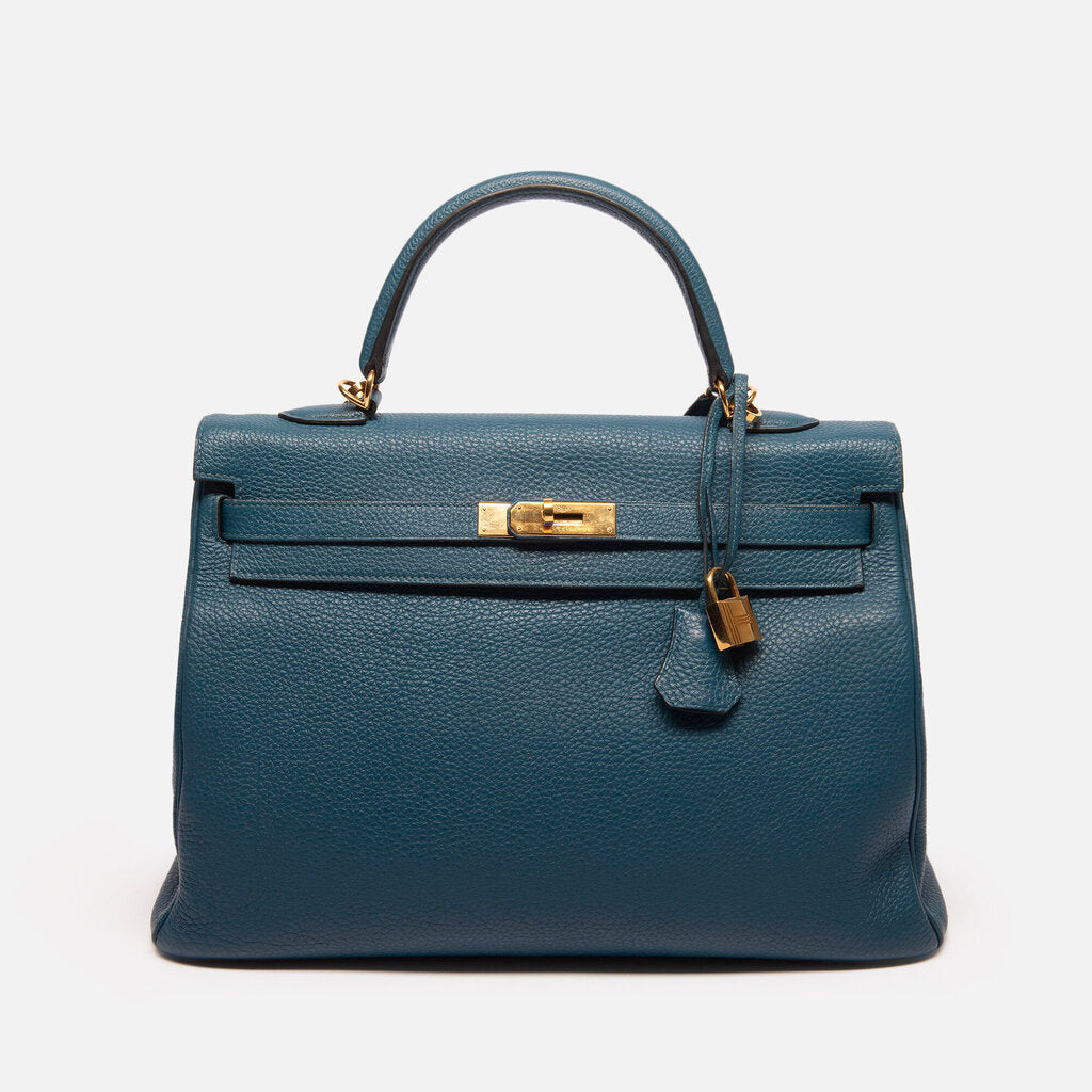 Hermes Blue Togo Kelly 35 GHW