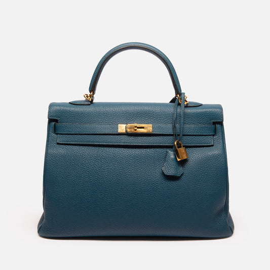 Hermes Blue Togo Kelly 35 GHW