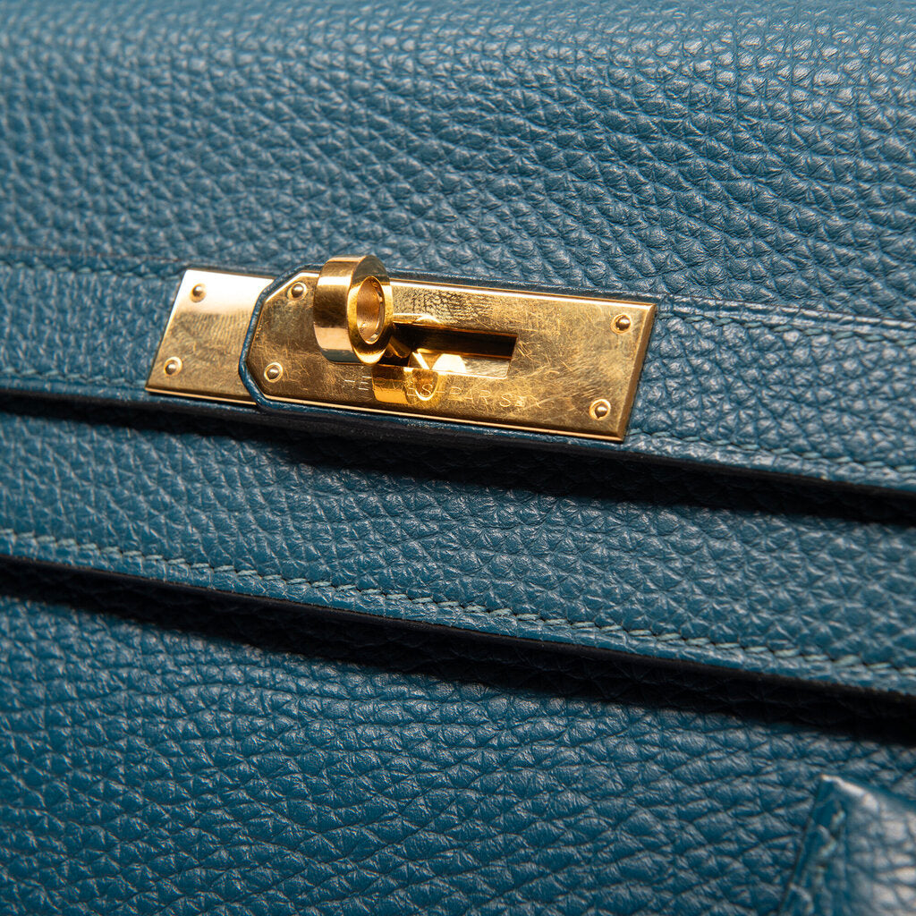 Hermes Blue Togo Kelly 35 GHW