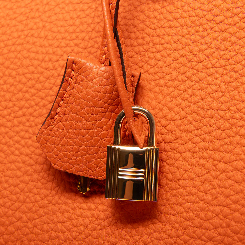 Hermes Orange Clemence Birkin 35 GHW
