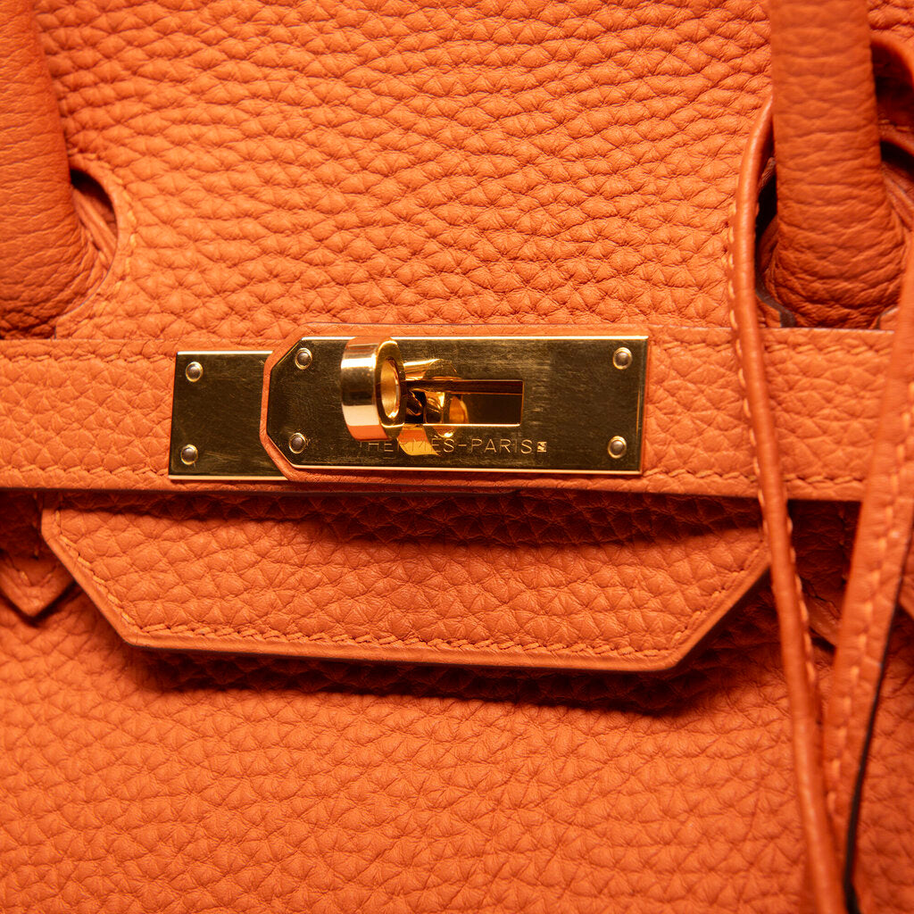 Hermes Orange Clemence Birkin 35 GHW